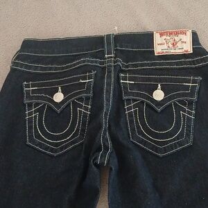 True Religion Indigo Skinny Jeans with White Contrast Stitching